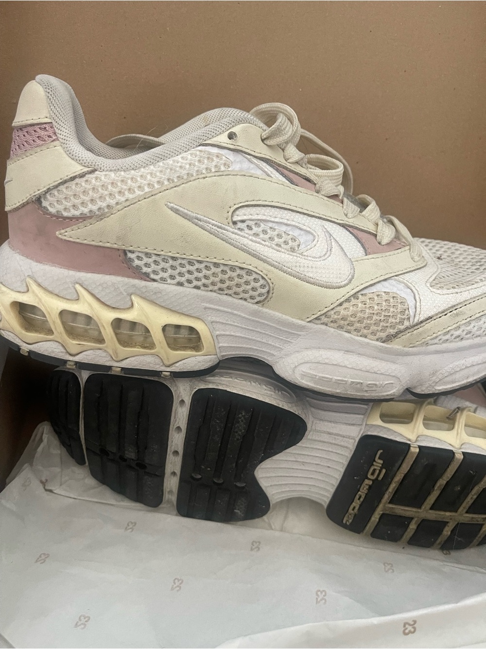 Nike Women's Cream & Pink Mesh Sneakers